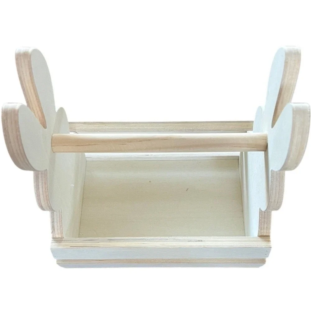 Spritz Rabbit‎ Crate Small Natural Wood Easter Basket New Bunny Caddy Handle